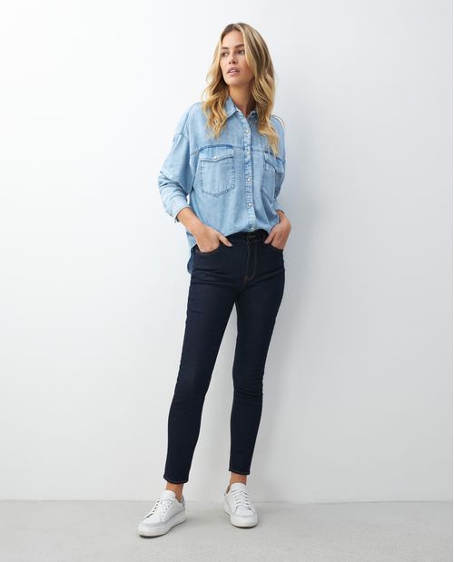 Jean de Mujer Cosmo Pulse, High Rise Bota Skinny - Azul Oscuro Esencial