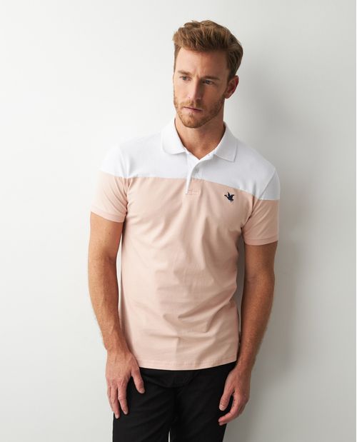 Camiseta de Hombre Tipo Polo, Slim Fit Manga Corta - Bloques de Color