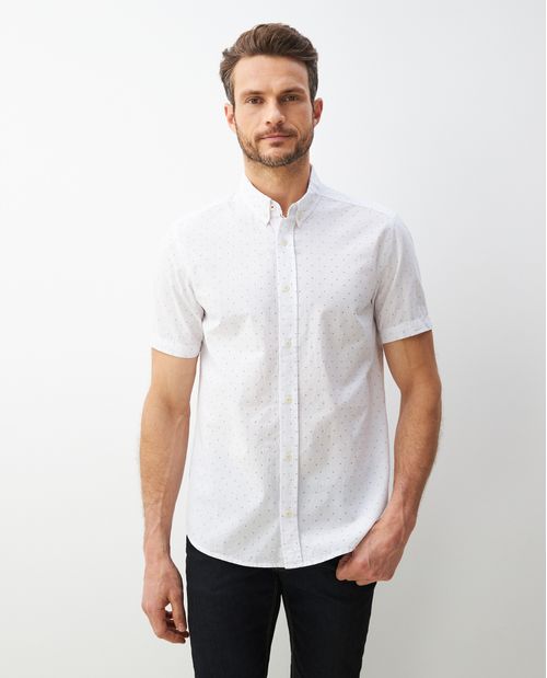 Camisa de Hombre, Classic Fit Manga Corta - Mini Print Geométrico
