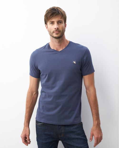 Camiseta Básica de Hombre, Slim Fit Cuello en V