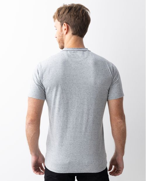 Camiseta de Hombre, Slim Fit Cuello Henley - Efectos Japeado y News
