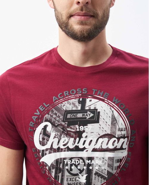 Camiseta de Hombre, Slim Fit Cuello Redondo - Gráfico Técnica Photoprint + Textil