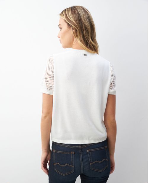Camiseta Tejida de Mujer, Manga Corta Cuello Redondo - Súper Liviana