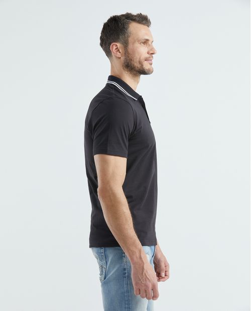 Camiseta de Hombre Tipo Polo, Slim Fit Manga Corta - Detalles en Contraste