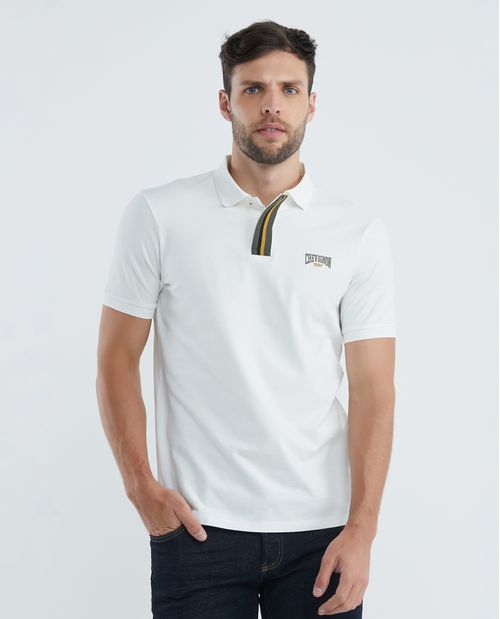 Camiseta de Hombre Tipo Polo, Slim Fit Manga Corta - Perilla Tejida a Rayas Botones Ocultos