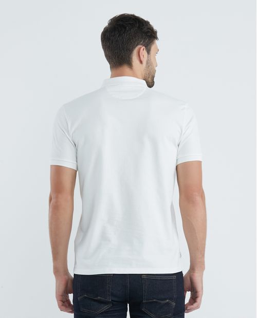 Camiseta de Hombre Tipo Polo, Slim Fit Manga Corta - Perilla Tejida a Rayas Botones Ocultos