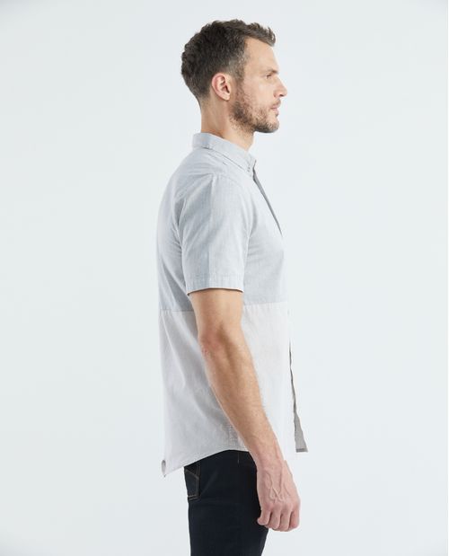Camisa de Hombre, Slim Fit Manga Corta - Bloques de Color