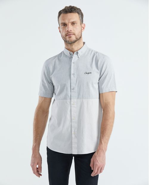 Camisa de Hombre, Slim Fit Manga Corta - Bloques de Color