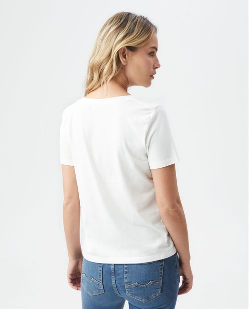 Camiseta Básica de Mujer, Manga Corta Cuello en V - Algodón Pima