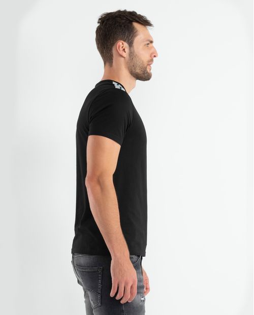 Camiseta de Hombre, Slim Fit Cuello Redondo - Pieza Tejida en Hombros