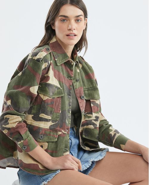 Chaqueta de Mujer, Tipo Cargo - Print Camuflado