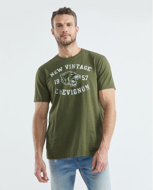 Camiseta Gráfica de Hombre, Classic Fit Cuello Redondo - Estampación Textil