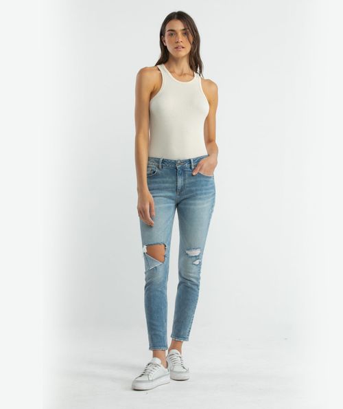 Jean de Mujer High Rise, Cosmo, Bota Skinny - Azul Medio
