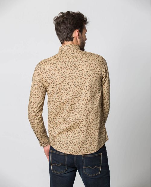 Camisa de Hombre, Slim Fit Manga Larga - Mini Print Flores