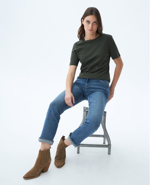 Camiseta Básica de Mujer, Manga Corta Cuello Redondo - 100% Algodón Pima