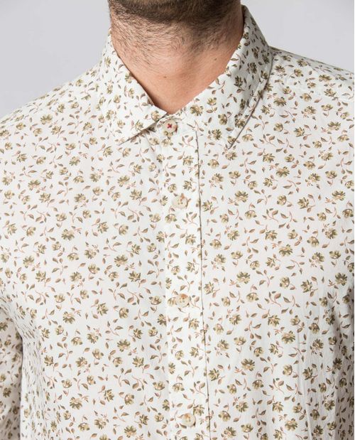Camisa de Hombre, Slim Fit Manga Larga - Mini Print Flores