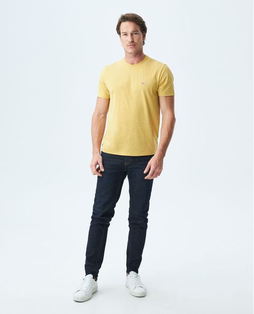 Camiseta de Hombre, Slim Fit Cuello Redondo - Fondo Entero Efecto Jaspe