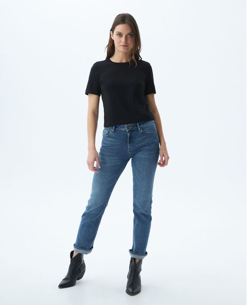 Camiseta Básica de Mujer, Manga Corta Cuello Redondo - 100% Algodón Pima