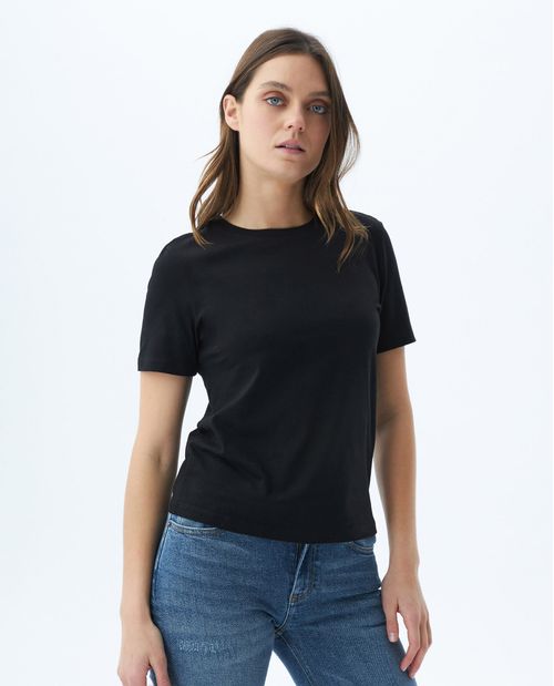 Camiseta Básica de Mujer, Manga Corta Cuello Redondo - 100% Algodón Pima