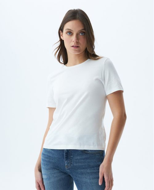 Camiseta Básica de Mujer, Manga Corta Cuello Redondo - 100% Algodón Pima