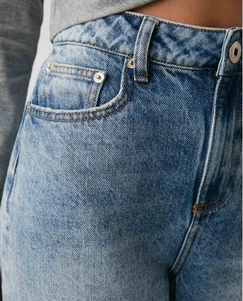 Jean de Mujer Straight Fit, Bota Relaxed - Azul Medio