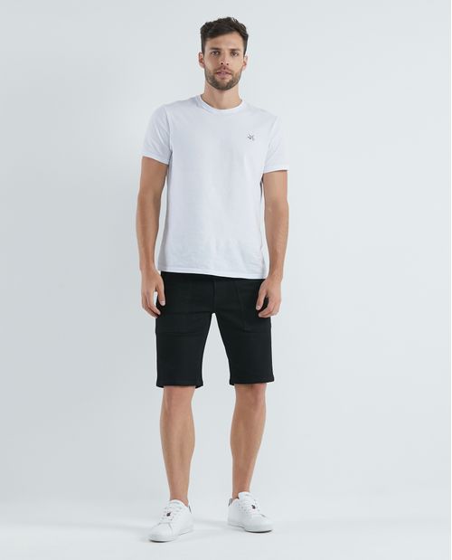 Bermuda de Hombre en Denim, Straight Fit - Negro Mate