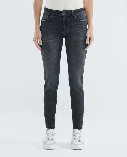 Jean de Mujer High Rise, Cosmo, Bota Skinny - Gris Oscuro