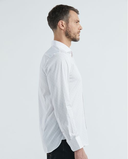 Camisa Premium de Hombre, Slim Fit Manga Larga - Mini Print Coolmax + Wrinkle Free
