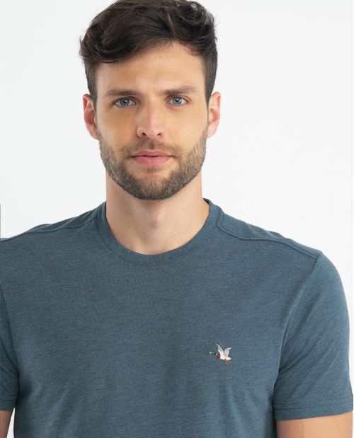 Camiseta de Hombre, Slim Fit Cuello Redondo - Fondo Entero Efecto Jaspe