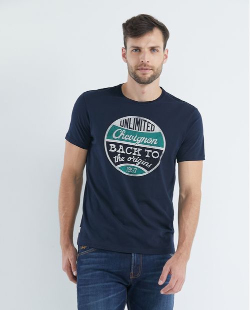 Camiseta Gráfica de Hombre, Slim Fit Cuello Redondo - Estampación Textil