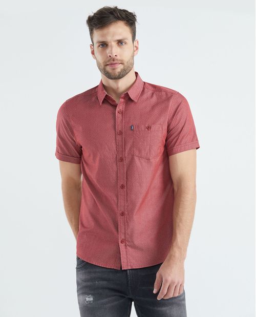 Camisa de Hombre, Slim Fit Manga Corta - Efecto Mini Print