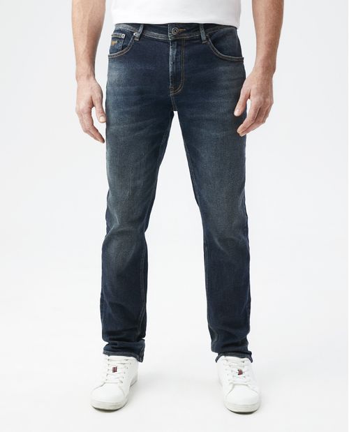 Jean de Hombre Straight Fit, Morrison, Bota Slim - Azul Oscuro Vintage