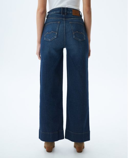 Jean de Mujer Wide Leg, Bota Relaxed - Azul Oscuro