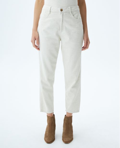 Pantalón de Mujer, Regular Fit Tiro Alto Bota Relaxed - Viscosa + Lino