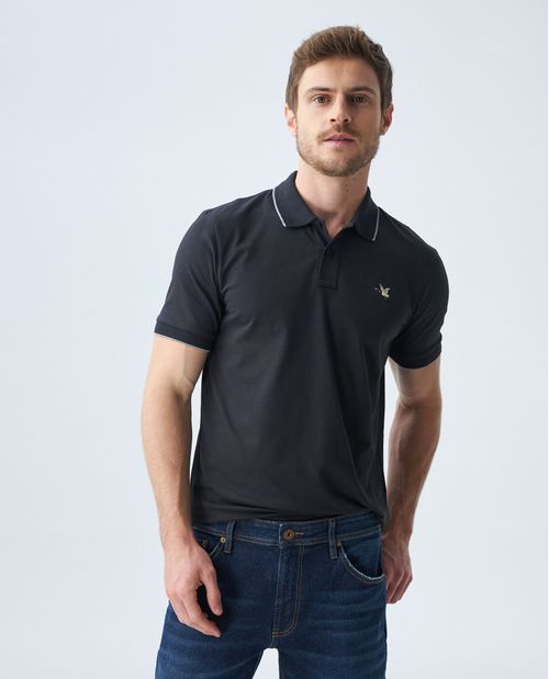 Camiseta de Hombre Tipo Polo, Slim Fit Manga Corta - Detalles en Contraste