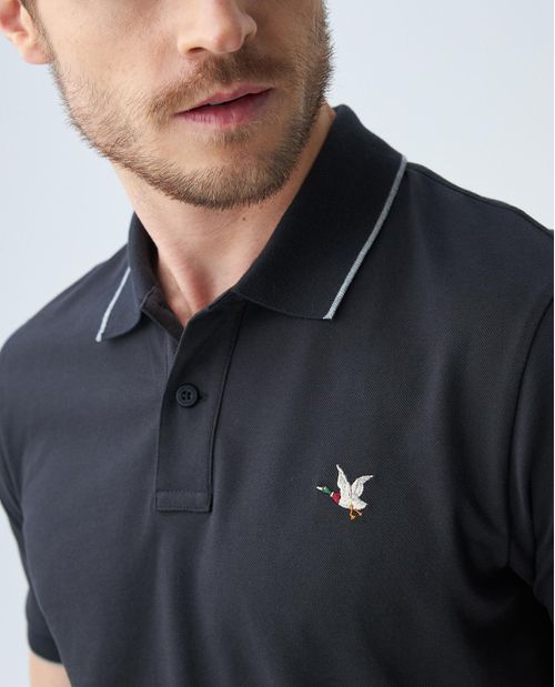 Camiseta de Hombre Tipo Polo, Slim Fit Manga Corta - Detalles en Contraste