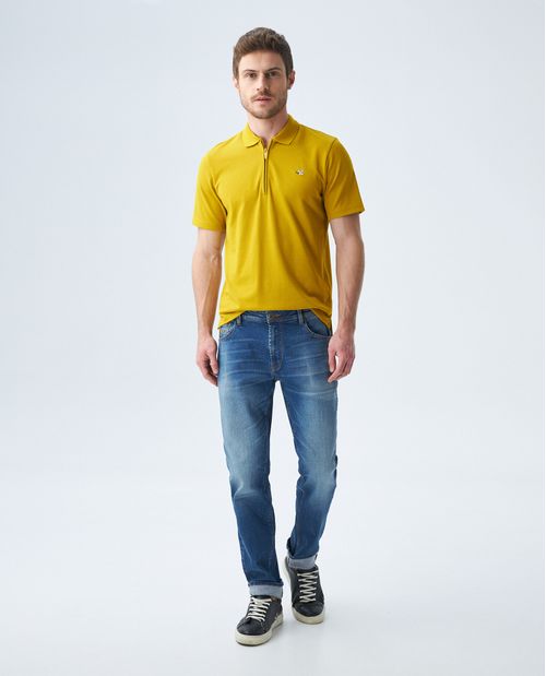 Camiseta de Hombre Tipo Polo, Slim Fit Manga Corta - Perilla de Cierre
