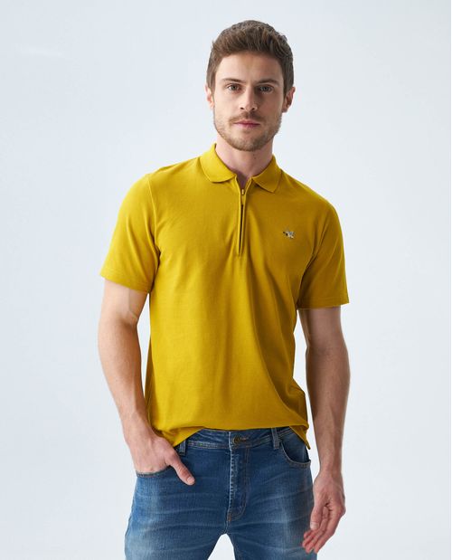 Camiseta de Hombre Tipo Polo, Slim Fit Manga Corta - Perilla de Cierre