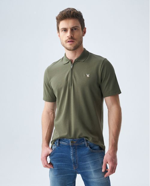 Camiseta de Hombre Tipo Polo, Slim Fit Manga Corta - Perilla de Cierre