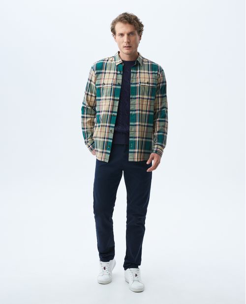 Camisa de Hombre, Classic Fit Manga Larga - Cuadros