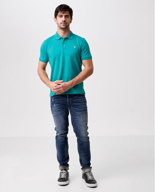 Camiseta de Hombre Tipo Polo, Slim Fit Manga Corta