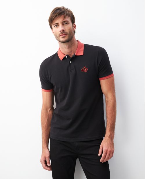 Camiseta de Hombre Tipo Polo, Slim Fit Manga Corta - Estampado en Espalda