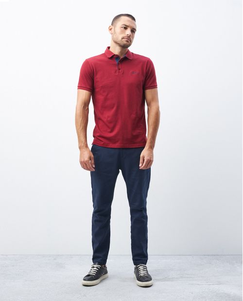 Camiseta de Hombre Tipo Polo, Slim Fit Manga Corta - Detalles en Contraste