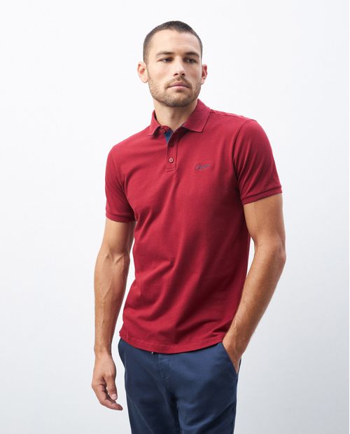 Camiseta de Hombre Tipo Polo, Slim Fit Manga Corta - Detalles en Contraste