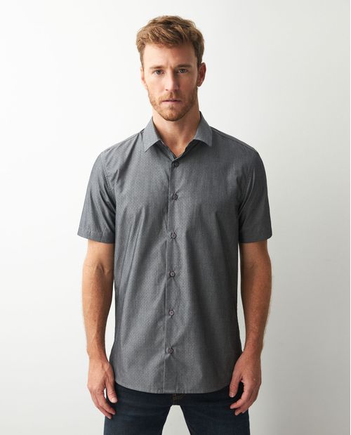Camisa de Hombre, Slim Fit Manga Corta - Dobby 100% Algodón