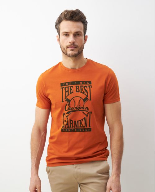 Camiseta de Hombre, Slim Fit Cuello Redondo - Gráfico Técnica Textil