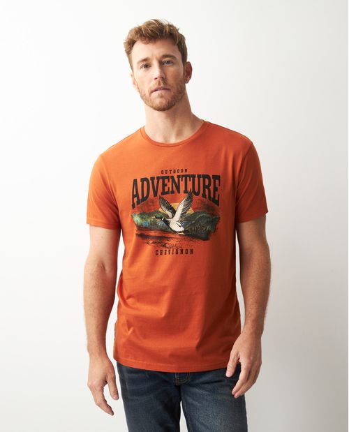 Camiseta Gráfica de Hombre, Slim Fit Cuello Redondo - Estampación Textil