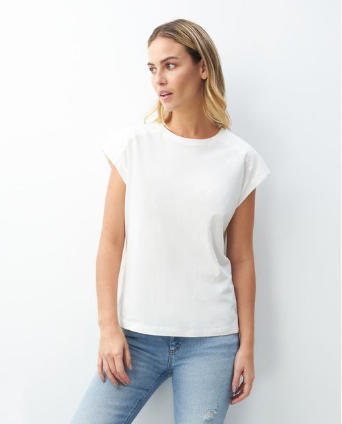 Camiseta de Mujer, Manga Sisa Cuello Redondo - Tipo Muscle