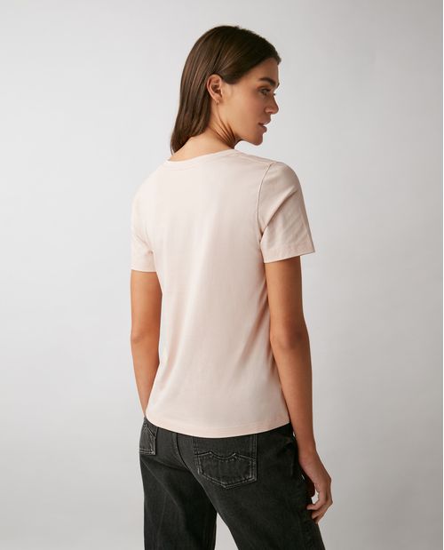 Camiseta Básica de Mujer, Manga Corta Cuello en V - 100% Algodón Pima