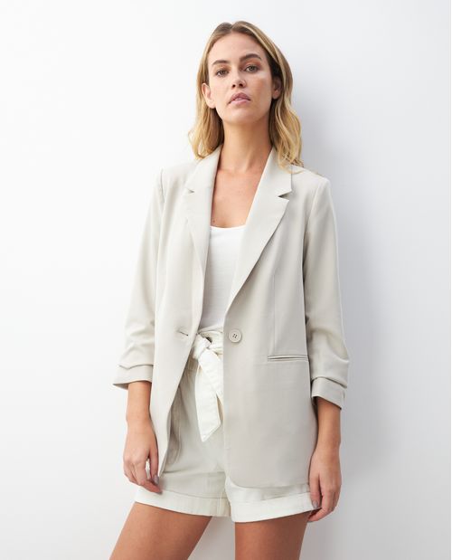 Blazer de Mujer, Tipo Boyfit Oversized Fit- Manga Recogida